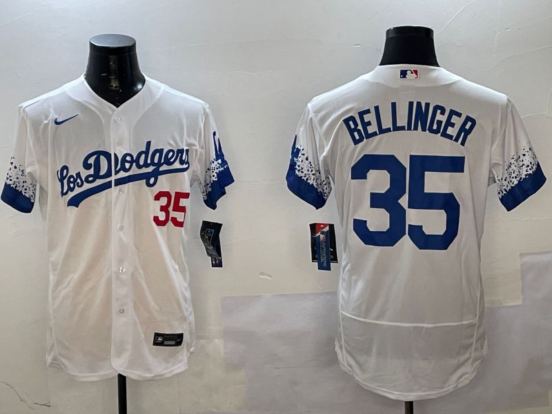 Men Los Angeles Dodgers #35 Bellinger White City Edition Elite Nike 2025 MLB Jersey style 5
